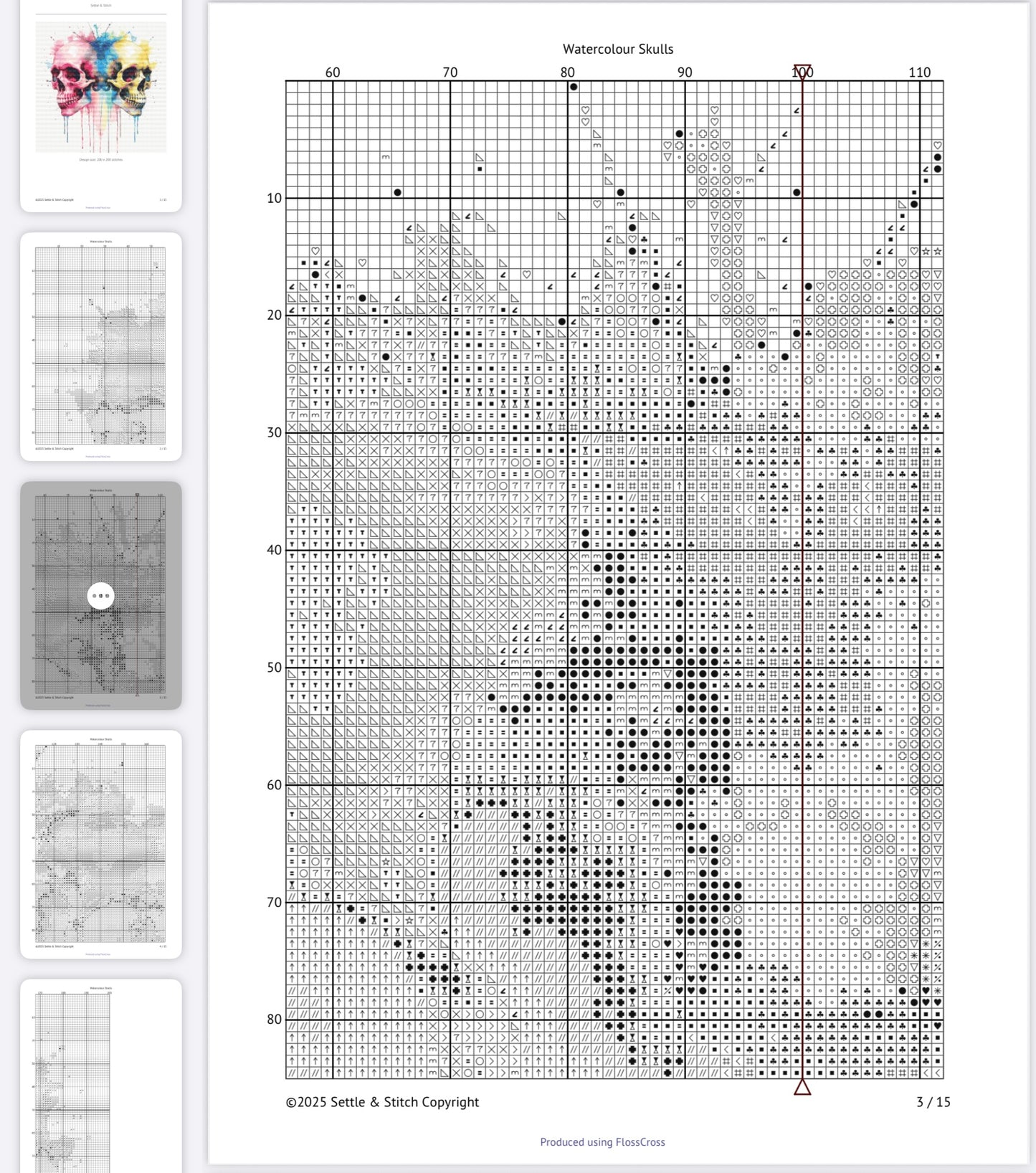 Watercolour Skulls (Multicolour) PDF Pattern | Embroidery Cross Stitch Pattern Download | Stitching | Embroidery Kits | Stitch Design | Embroidery Stitches | PDF Pattern