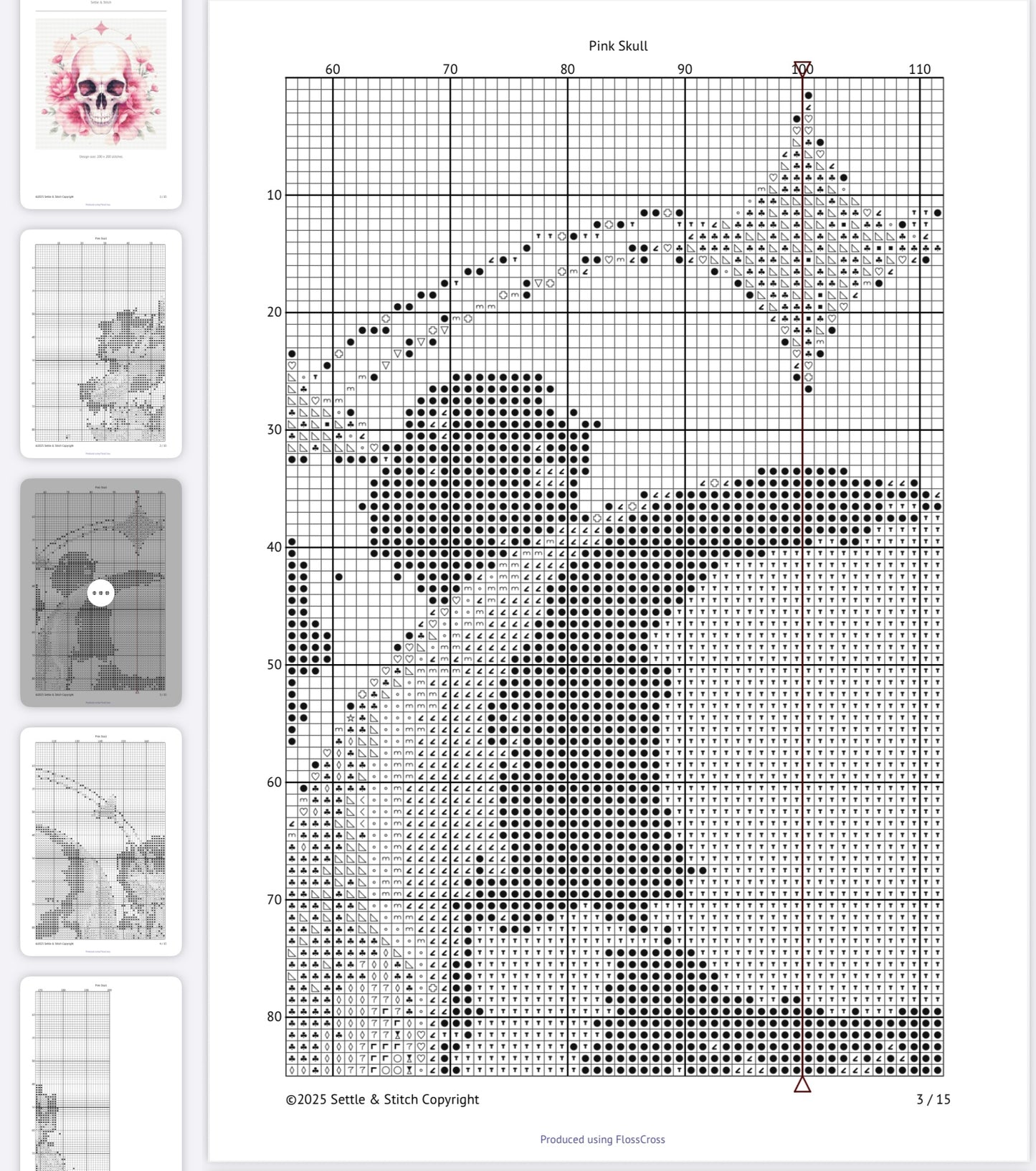 Watercolour Skull & Flowers (Pink) PDF Pattern | Embroidery Cross Stitch Pattern Download | Stitching | Embroidery Kits | Stitch Design | Embroidery Stitches | PDF Pattern