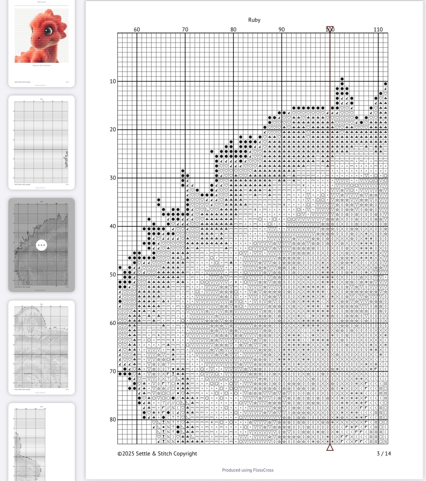 Ruby the Red Dino PDF Pattern | Embroidery Cross Stitch Pattern Download | Stitching | Embroidery Kits | Stitch Design | Embroidery Stitches | PDF Pattern