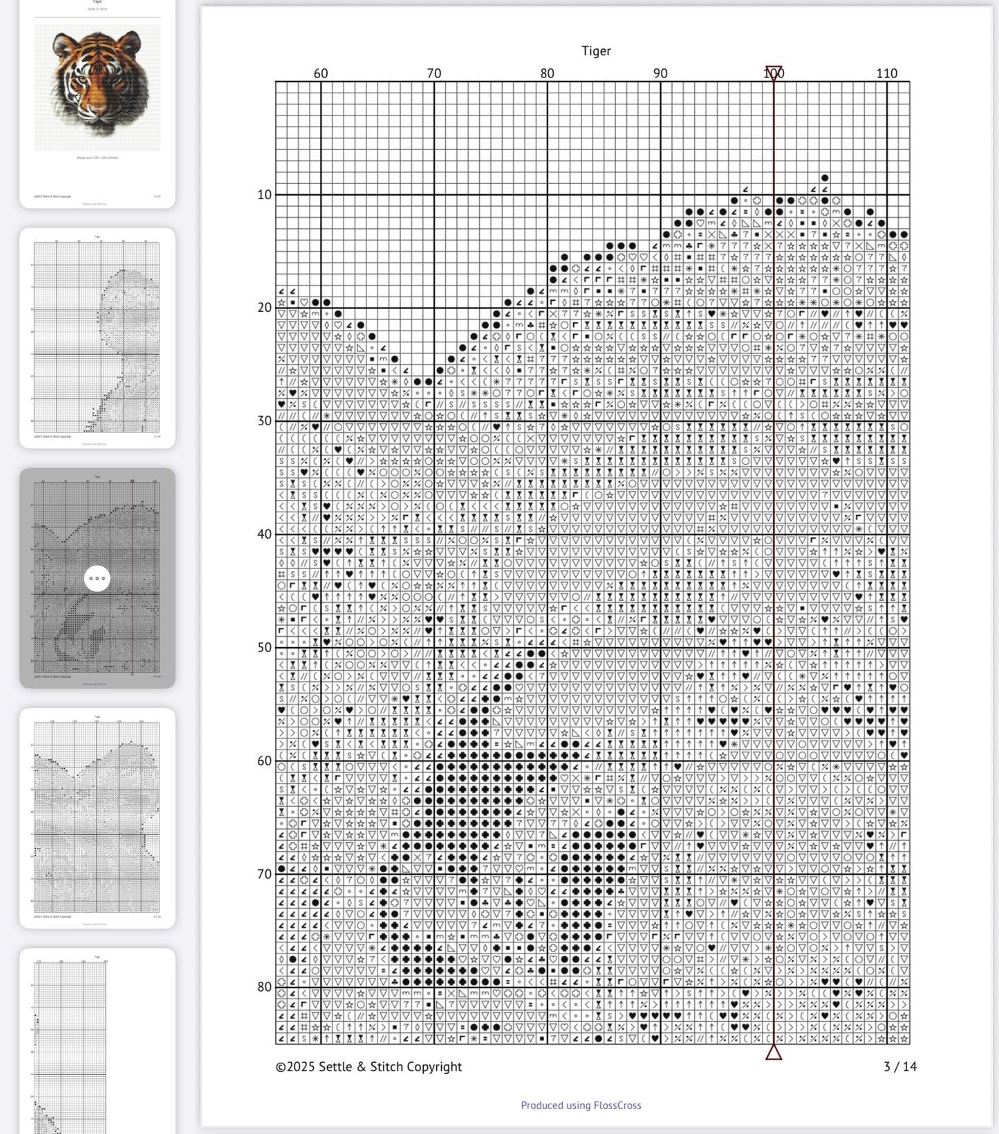 Tiger Portrait PDF Pattern | Embroidery Cross Stitch Pattern Download | Stitching | Embroidery Kits | Stitch Design | Embroidery Stitches | PDF Pattern