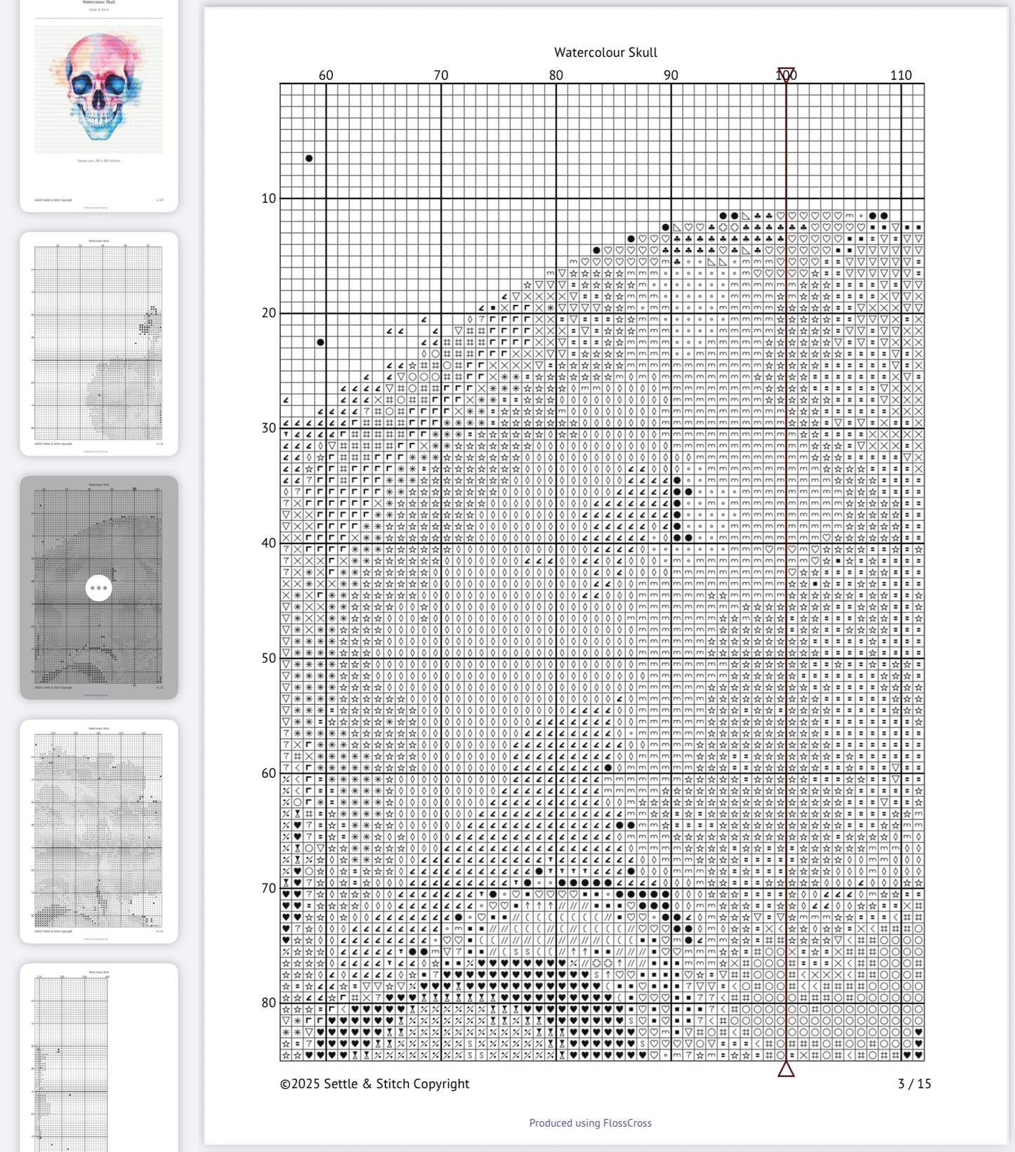 Watercolour Skull (Multicolour) PDF Pattern | Embroidery Cross Stitch Pattern Download | Stitching | Embroidery Kits | Stitch Design | Embroidery Stitches | PDF Pattern