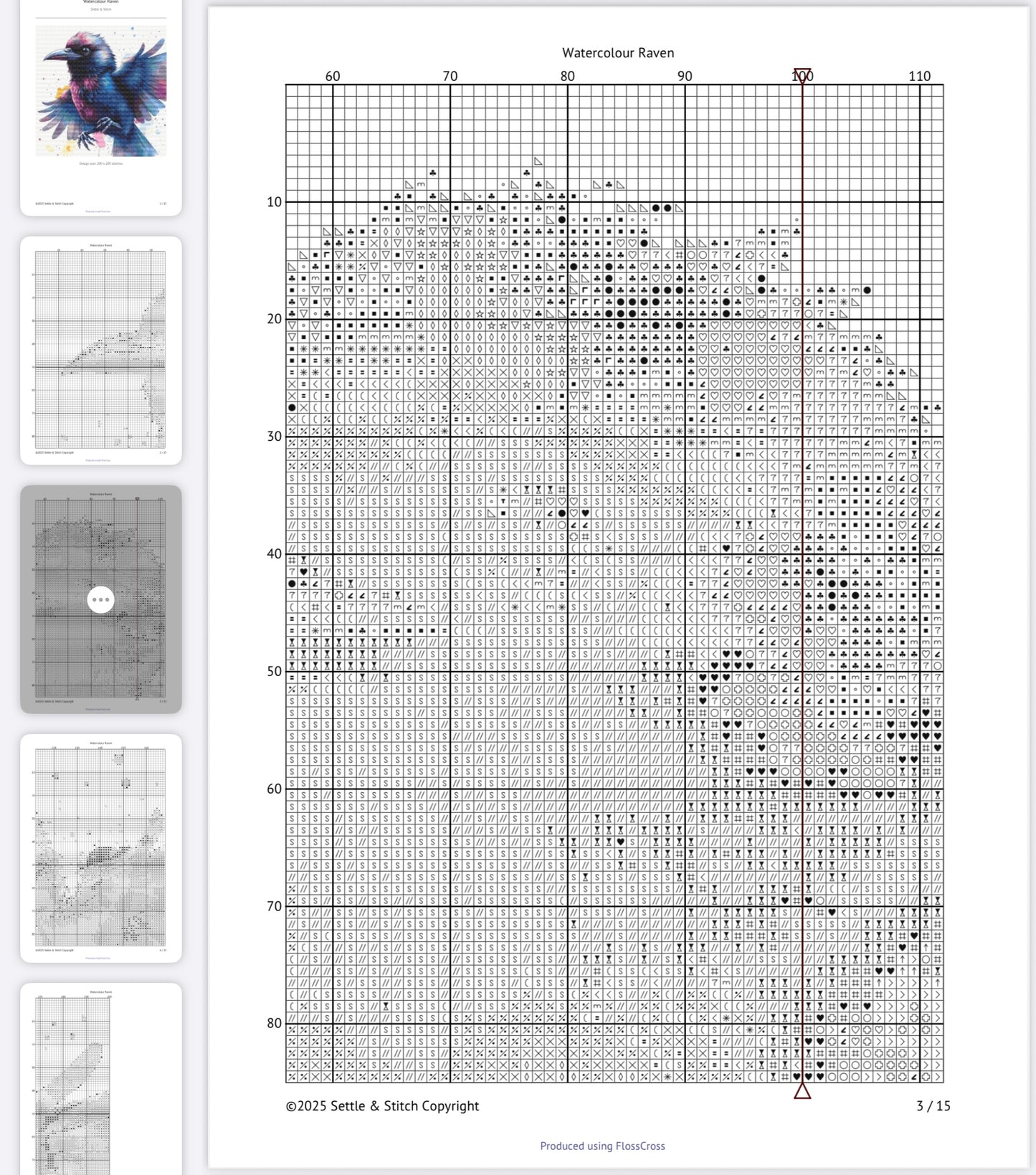 Watercolour Raven PDF Pattern | Embroidery Cross Stitch Pattern Download | Stitching | Embroidery Kits | Stitch Design | Embroidery Stitches | PDF Pattern