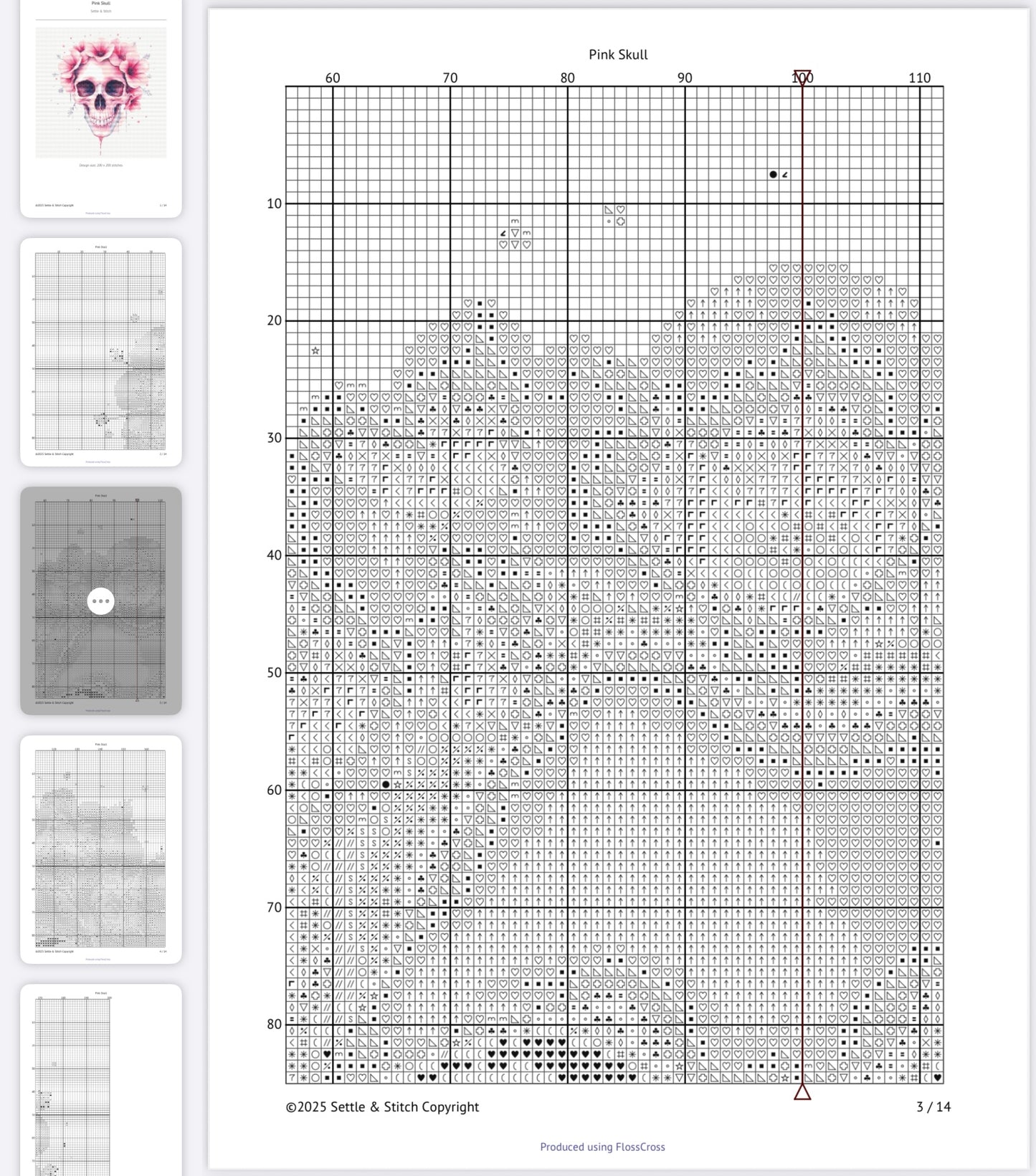 Watercolour Skull & Flowers (Pink) PDF Pattern | Embroidery Cross Stitch Pattern Download | Stitching | Embroidery Kits | Stitch Design | Embroidery Stitches | PDF Pattern