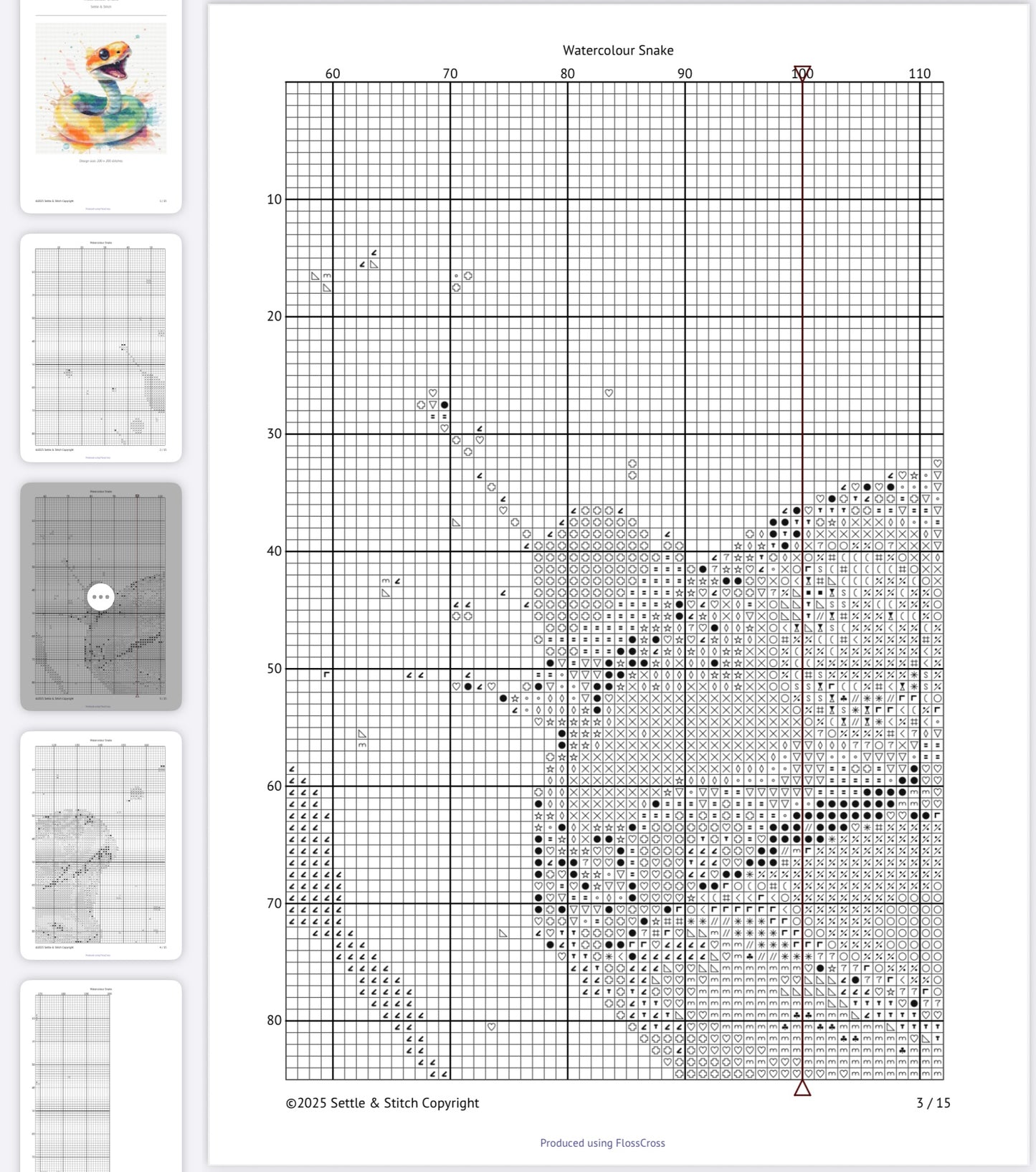 Watercolour Snake PDF Pattern | Embroidery Cross Stitch Pattern Download | Stitching | Embroidery Kits | Stitch Design | Embroidery Stitches | PDF Pattern