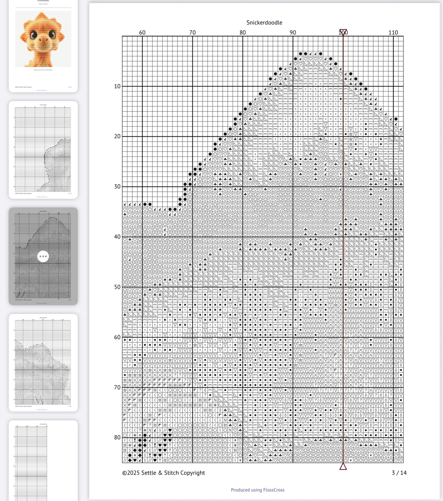 Snickerdoodle the Orange Dino PDF Pattern | Embroidery Cross Stitch Pattern Download | Stitching | Embroidery Kits | Stitch Design | Embroidery Stitches | PDF Pattern