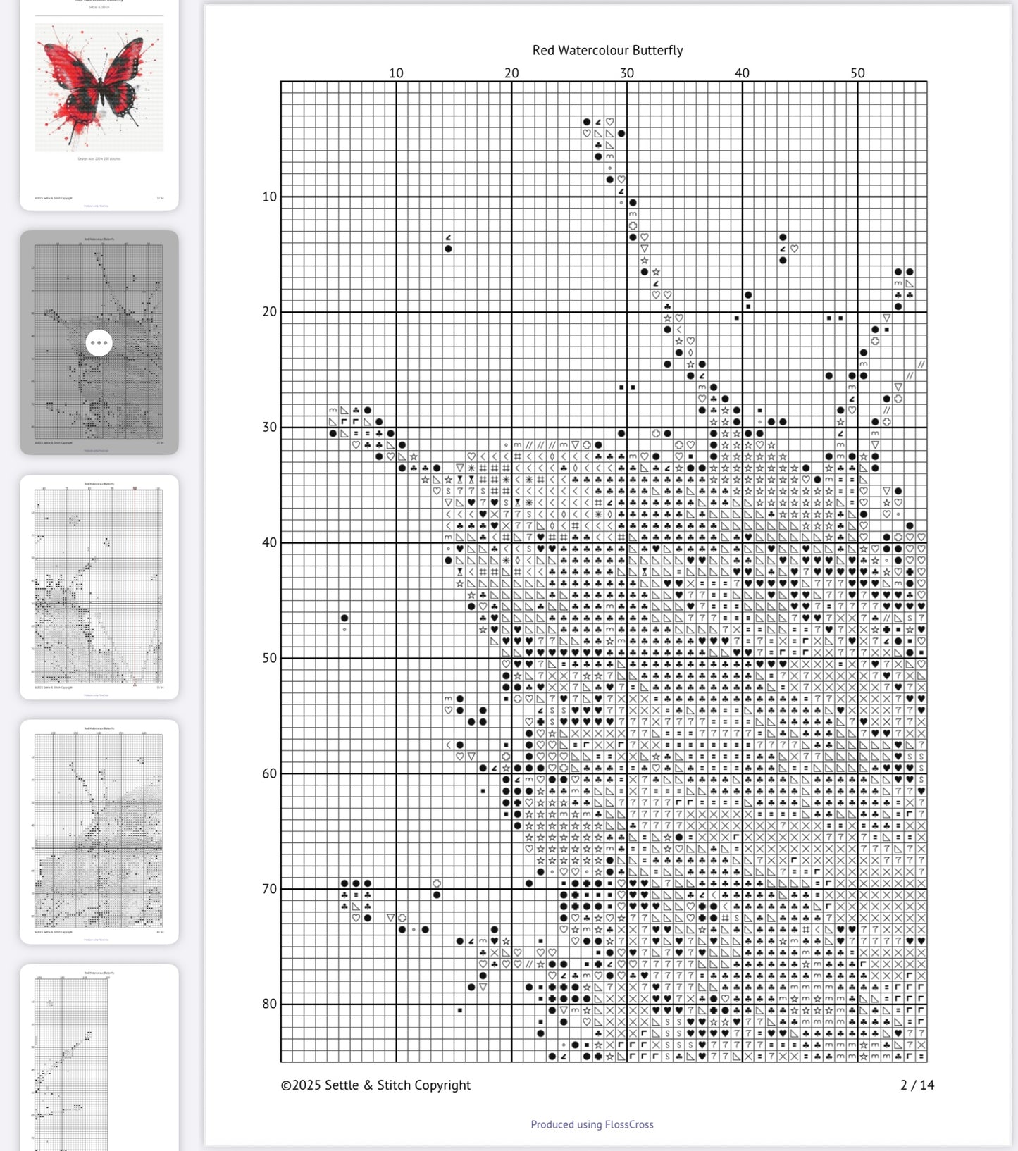 Watercolour Butterfly (Red & Black) PDF Pattern | Embroidery Cross Stitch Pattern Download | Stitching | Embroidery Kits | Stitch Design | Embroidery Stitches | PDF Pattern