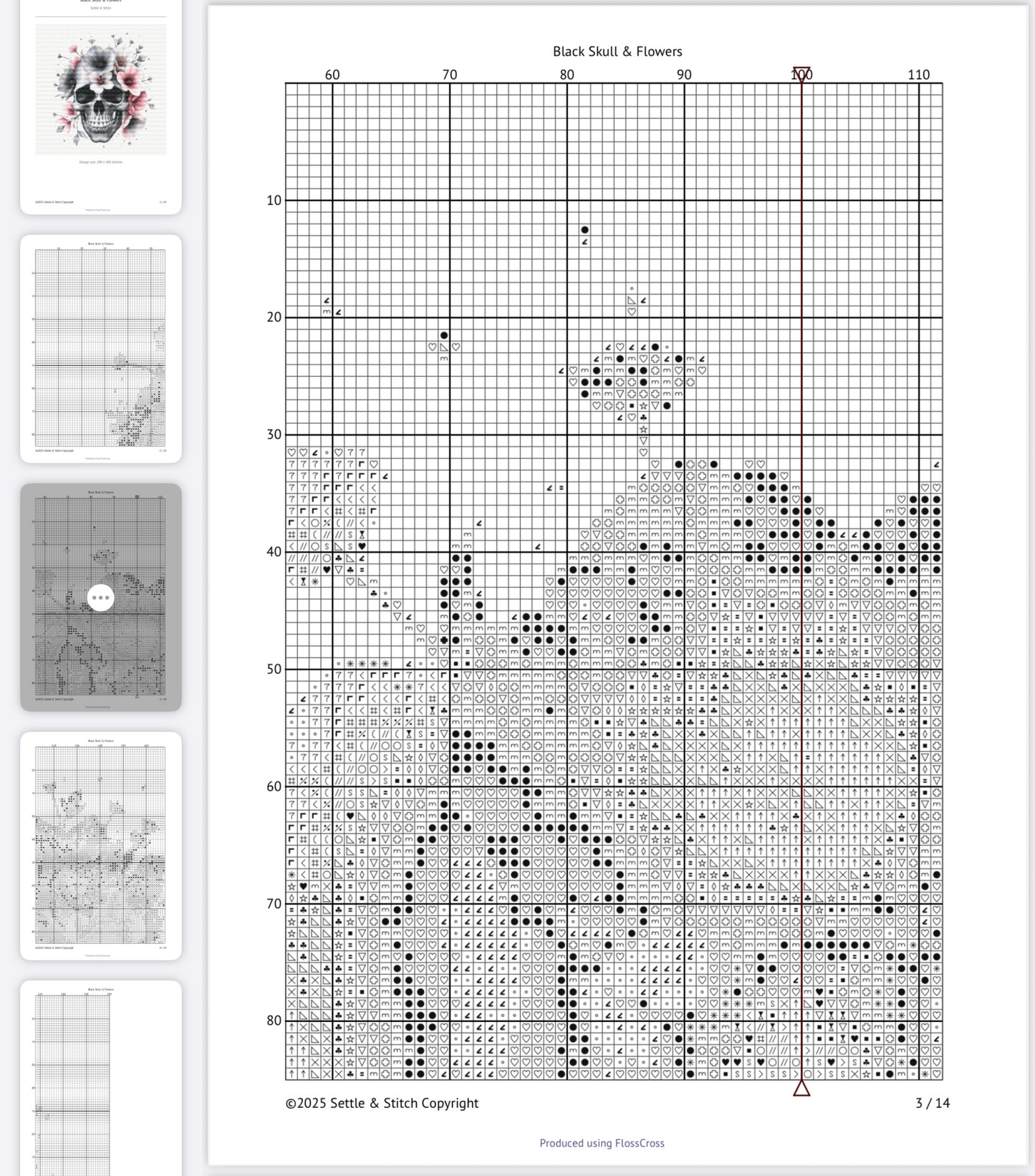 Watercolour Skull & Flowers (Black & Pink) PDF Pattern | Embroidery Cross Stitch Pattern Download | Stitching | Embroidery Kits | Stitch Design | Embroidery Stitches | PDF Pattern