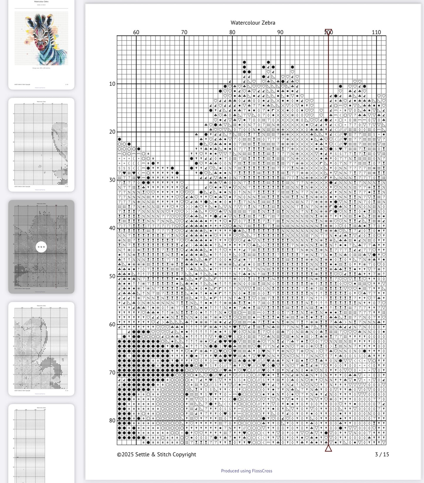 Watercolour Zebra PDF Pattern | Embroidery Cross Stitch Pattern Download | Stitching | Embroidery Kits | Stitch Design | Embroidery Stitches | PDF Pattern