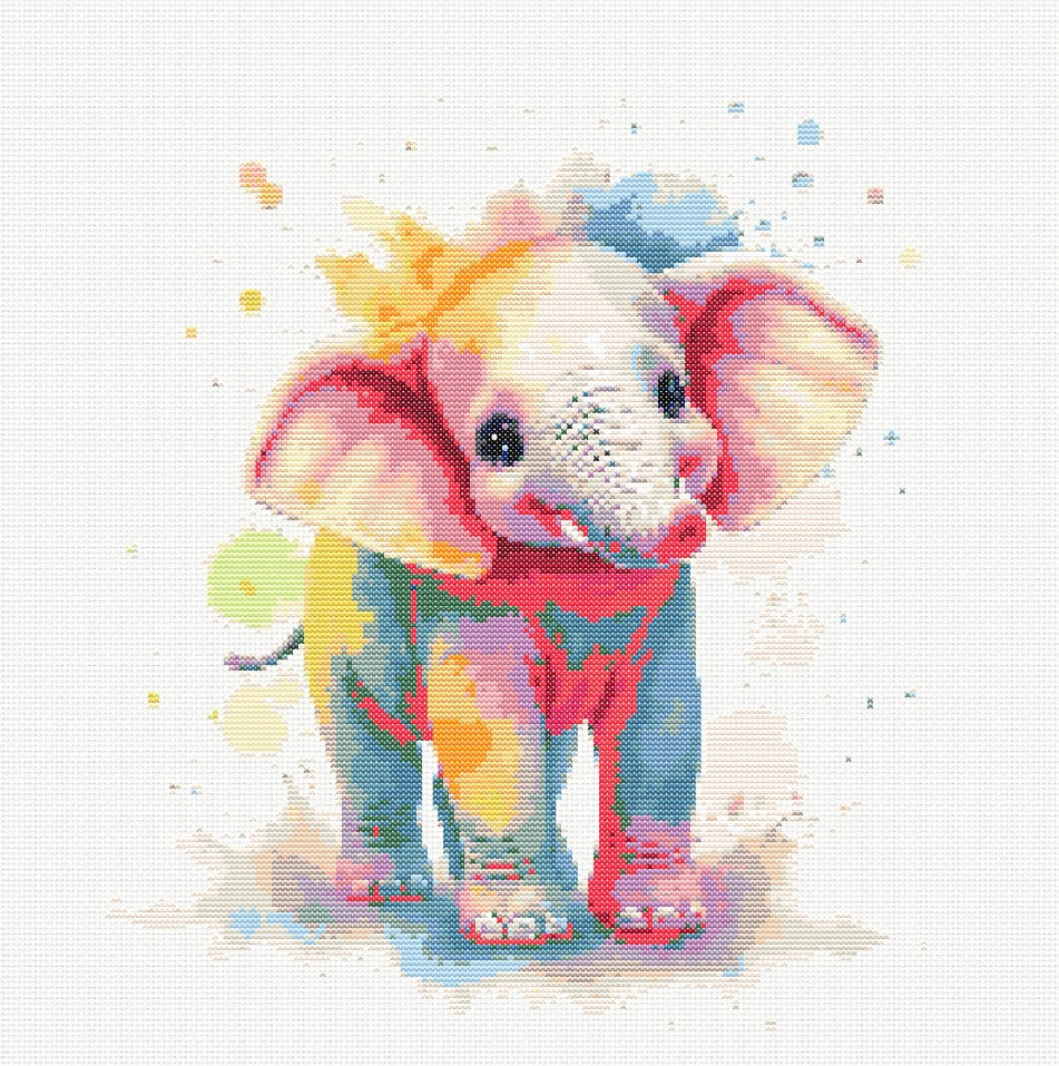 Watercolour Elephant PDF Pattern | Embroidery Cross Stitch Pattern Download | Stitching | Embroidery Kits | Stitch Design | Embroidery Stitches | PDF Pattern
