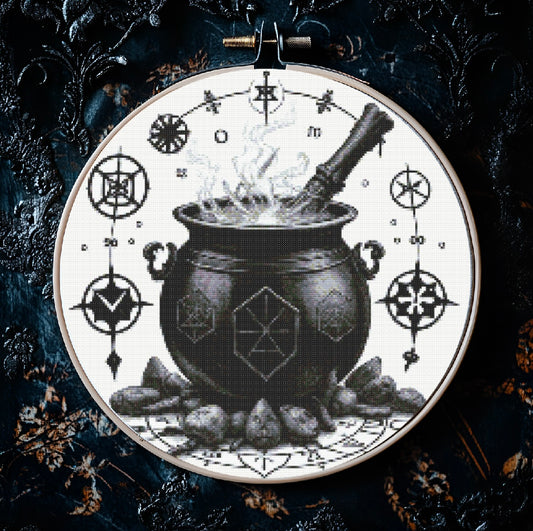 Black Cauldron PDF Pattern | Embroidery Cross Stitch Pattern Download | Stitching | Embroidery Kits | Stitch Design | Embroidery Stitches | PDF Pattern