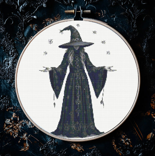 Black Witch PDF Pattern | Embroidery Cross Stitch Pattern Download | Stitching | Embroidery Kits | Stitch Design | Embroidery Stitches | PDF Pattern