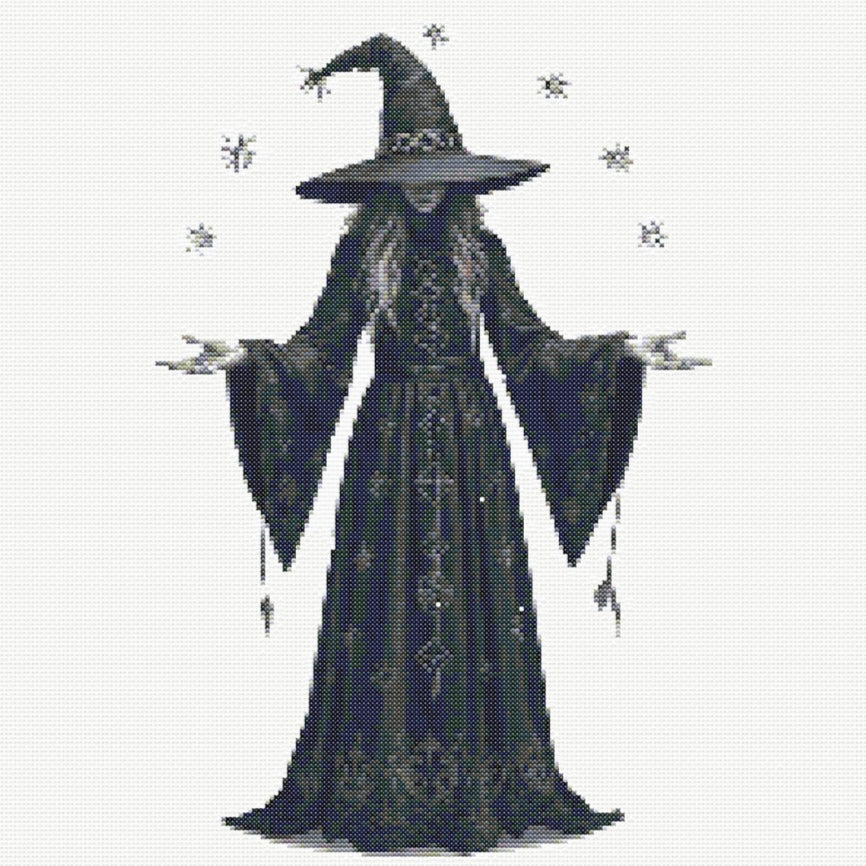 Black Witch PDF Pattern | Embroidery Cross Stitch Pattern Download | Stitching | Embroidery Kits | Stitch Design | Embroidery Stitches | PDF Pattern