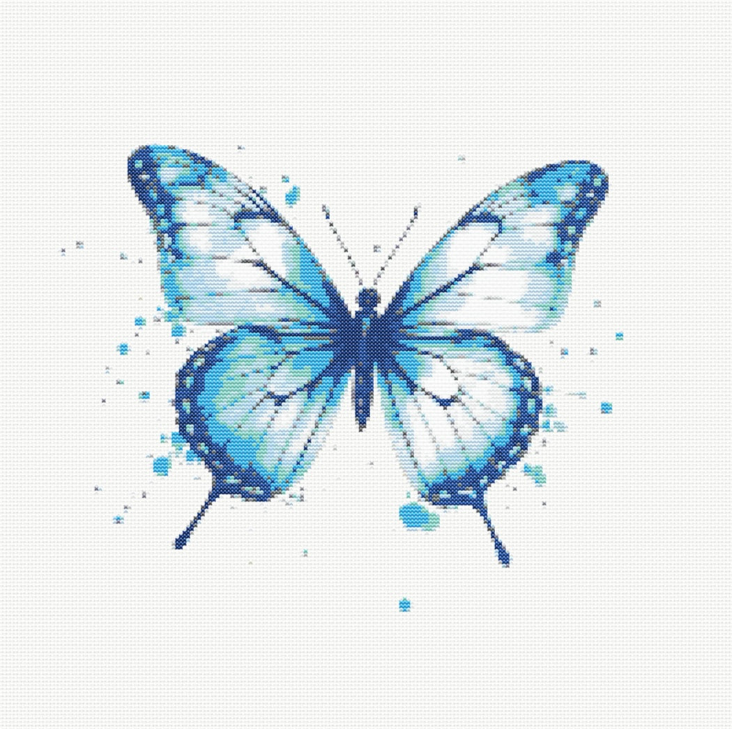 Watercolour Butterfly (Blue) PDF Pattern | Embroidery Cross Stitch Pattern Download | Stitching | Embroidery Kits | Stitch Design | Embroidery Stitches | PDF Pattern