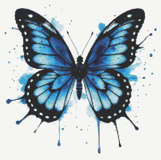 Watercolour Butterfly (Blue & Black) PDF Pattern | Embroidery Cross Stitch Pattern Download | Stitching | Embroidery Kits | Stitch Design | Embroidery Stitches | PDF Pattern