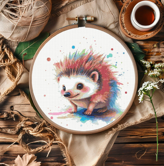 Watercolour Hedgehog PDF Pattern | Embroidery Cross Stitch Pattern Download | Stitching | Embroidery Kits | Stitch Design | Embroidery Stitches | PDF Pattern