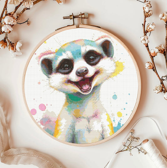 Watercolour Meerkat PDF Pattern | Embroidery Cross Stitch Pattern Download | Stitching | Embroidery Kits | Stitch Design | Embroidery Stitches | PDF Pattern