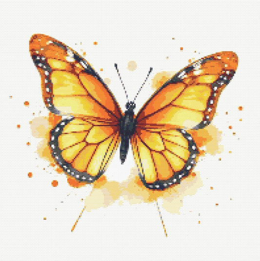Watercolour Butterfly (Orange) PDF Pattern | Embroidery Cross Stitch Pattern Download | Stitching | Embroidery Kits | Stitch Design | Embroidery Stitches | PDF Pattern