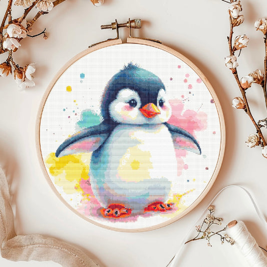 Watercolour Penguin PDF Pattern | Embroidery Cross Stitch Pattern Download | Stitching | Embroidery Kits | Stitch Design | Embroidery Stitches | PDF Pattern