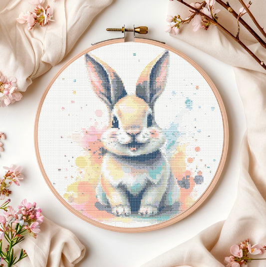 Watercolour Rabbit PDF Pattern | Embroidery Cross Stitch Pattern Download | Stitching | Embroidery Kits | Stitch Design | Embroidery Stitches | PDF Pattern