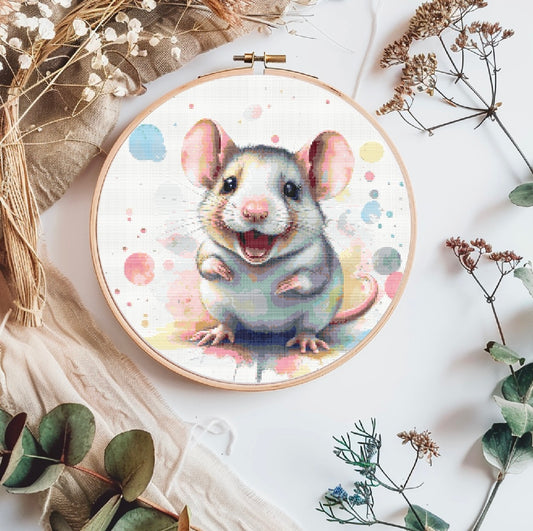 Watercolour Rat PDF Pattern | Embroidery Cross Stitch Pattern Download | Stitching | Embroidery Kits | Stitch Design | Embroidery Stitches | PDF Pattern