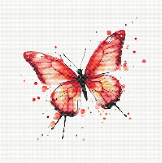 Watercolour Butterfly (Red) PDF Pattern | Embroidery Cross Stitch Pattern Download | Stitching | Embroidery Kits | Stitch Design | Embroidery Stitches | PDF Pattern