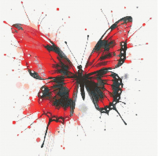Watercolour Butterfly (Red & Black) PDF Pattern | Embroidery Cross Stitch Pattern Download | Stitching | Embroidery Kits | Stitch Design | Embroidery Stitches | PDF Pattern