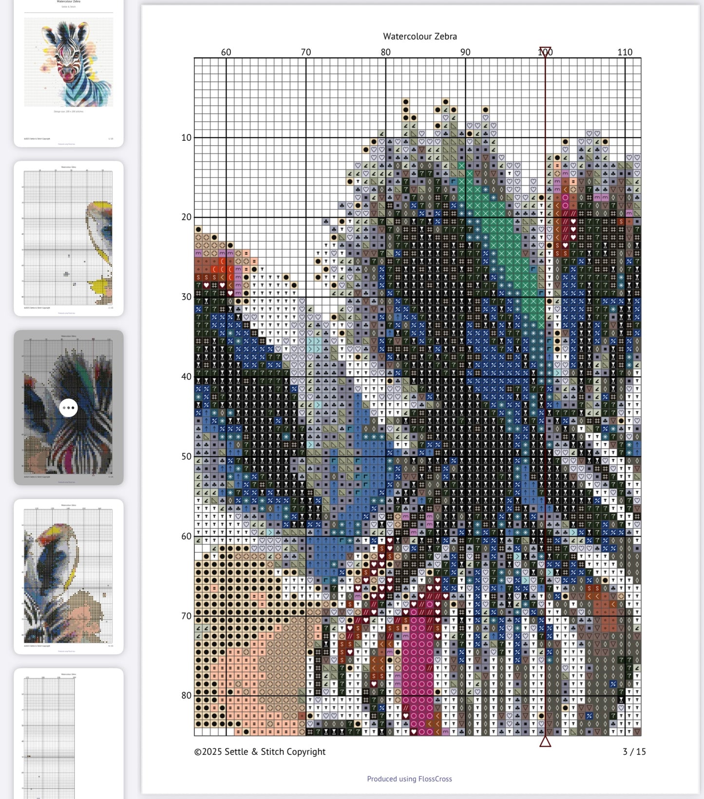 Watercolour Zebra PDF Pattern | Embroidery Cross Stitch Pattern Download | Stitching | Embroidery Kits | Stitch Design | Embroidery Stitches | PDF Pattern