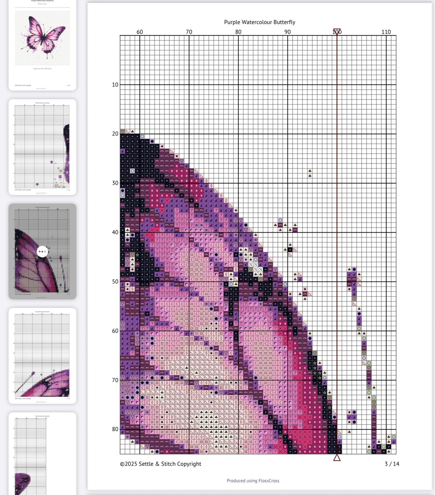 Watercolour Butterfly (Purple) PDF Pattern | Embroidery Cross Stitch Pattern Download | Stitching | Embroidery Kits | Stitch Design | Embroidery Stitches | PDF Pattern