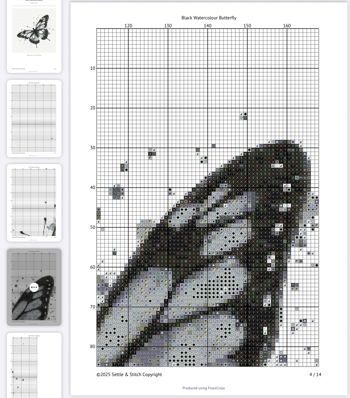 Watercolour Butterfly (White ) PDF Pattern | Embroidery Cross Stitch Pattern Download | Stitching | Embroidery Kits | Stitch Design | Embroidery Stitches | PDF Pattern