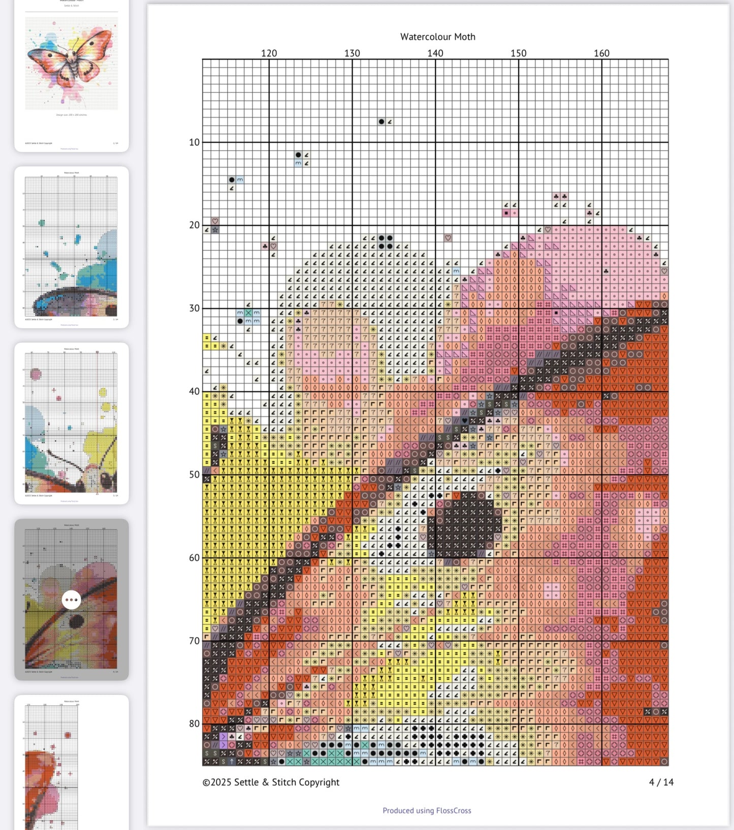 Watercolour Moth PDF Pattern | Embroidery Cross Stitch Pattern Download | Stitching | Embroidery Kits | Stitch Design | Embroidery Stitches | PDF Pattern