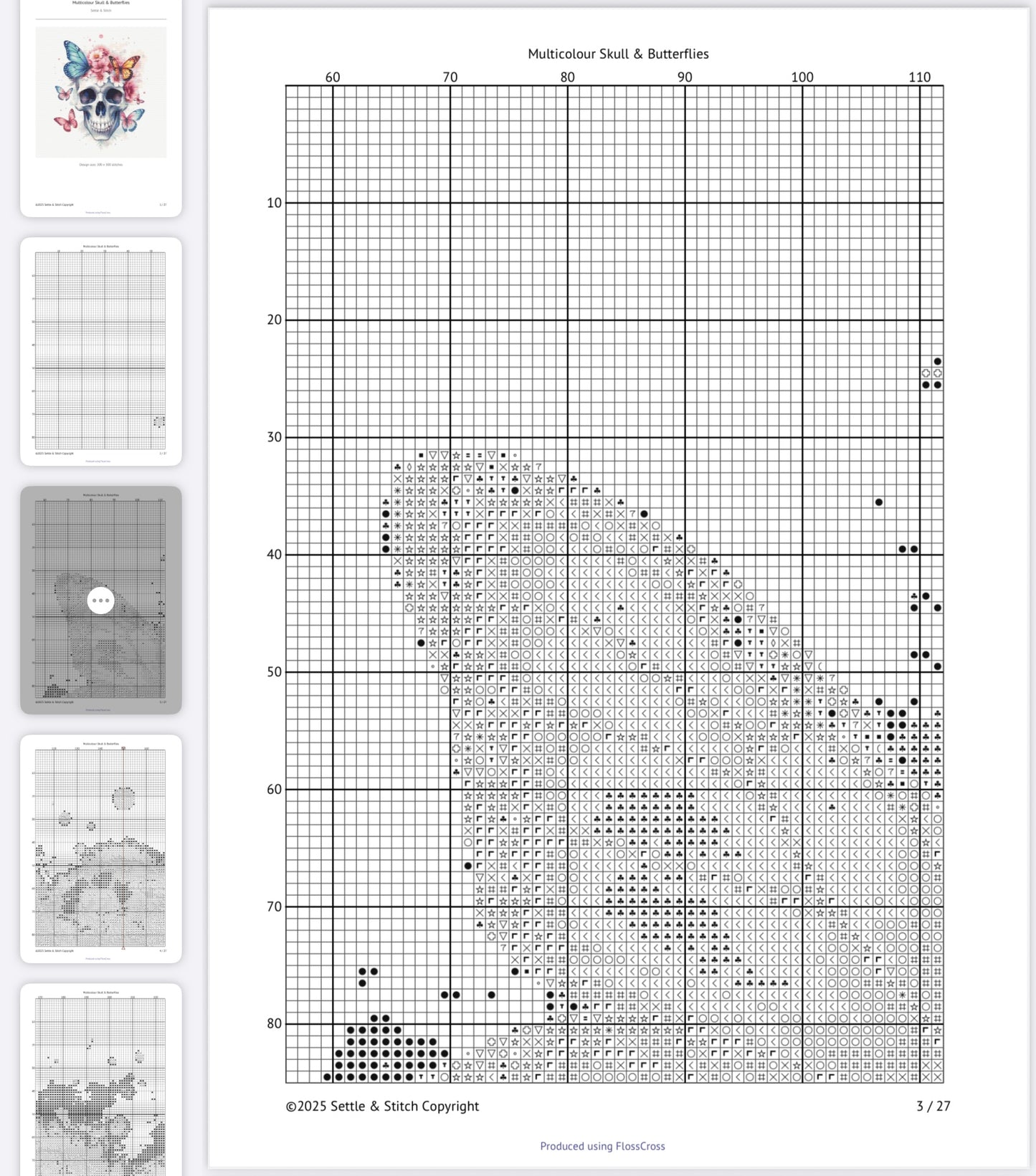 Watercolour Skull & Butterflies (Multicolour) PDF Pattern | Embroidery Cross Stitch Pattern Download | Stitching | Embroidery Kits | Stitch Design | Embroidery Stitches | PDF Pattern