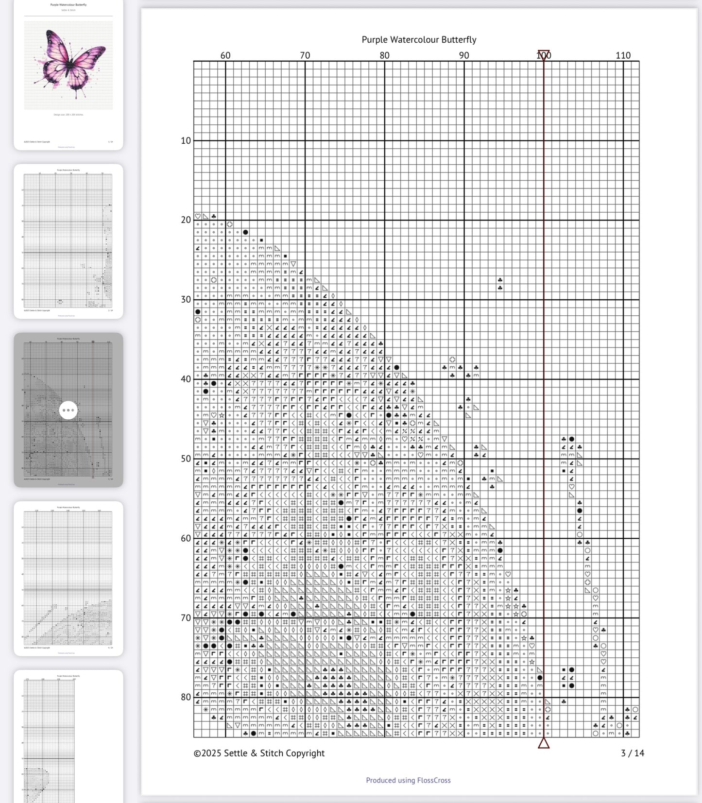 Watercolour Butterfly (Purple) PDF Pattern | Embroidery Cross Stitch Pattern Download | Stitching | Embroidery Kits | Stitch Design | Embroidery Stitches | PDF Pattern