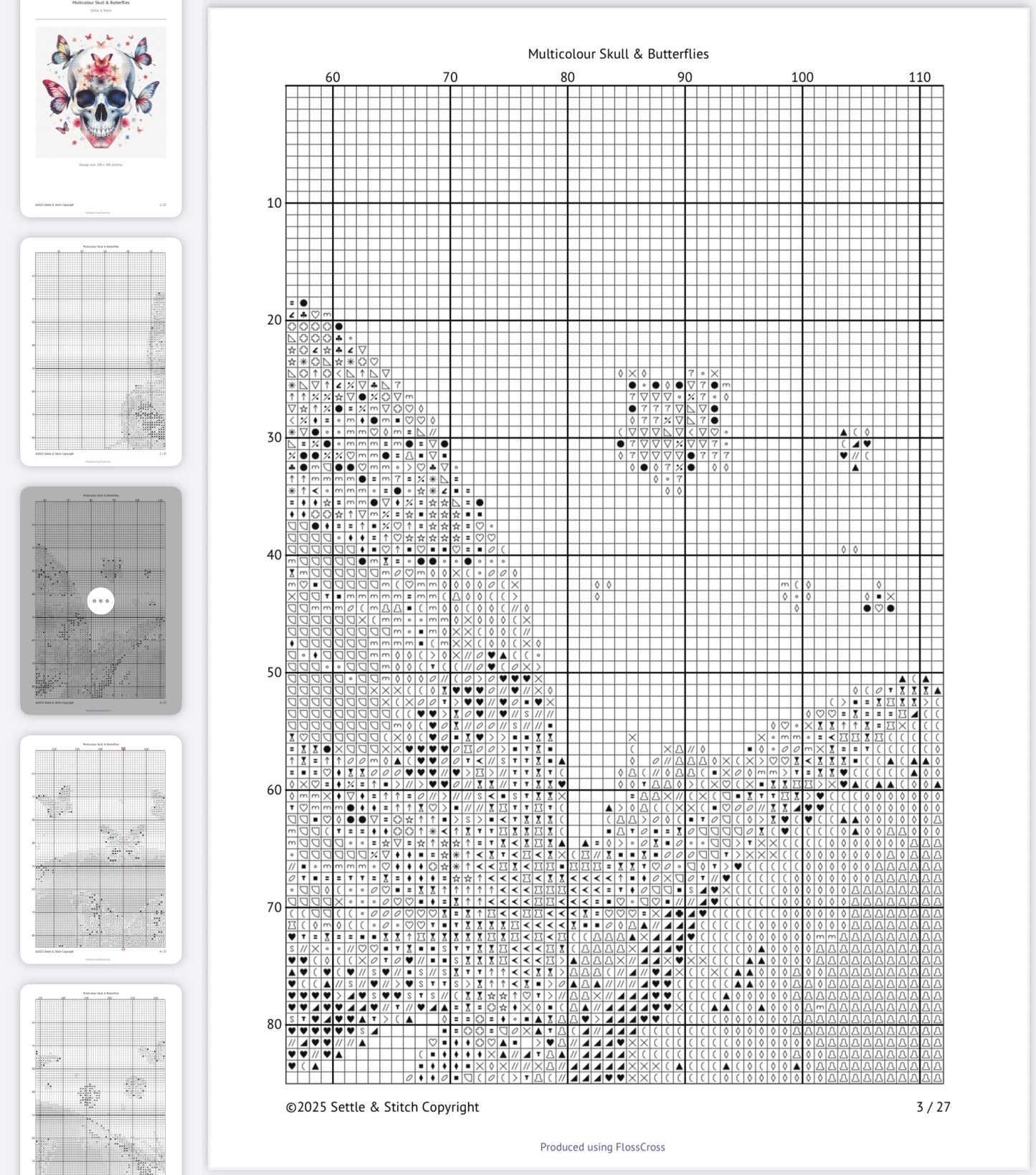 Watercolour Skull & Butterflies (Multicolour) PDF Pattern | Embroidery Cross Stitch Pattern Download | Stitching | Embroidery Kits | Stitch Design | Embroidery Stitches | PDF Pattern