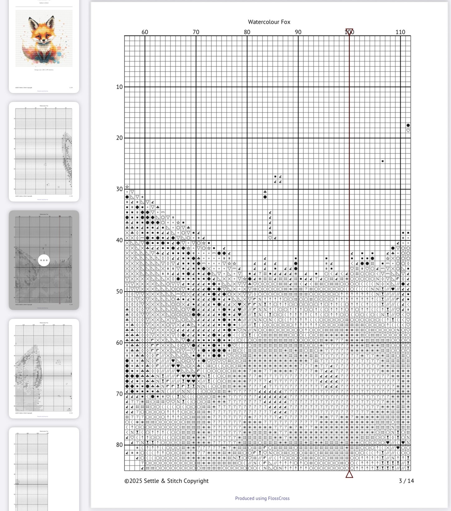 Watercolour Fox PDF Pattern | Embroidery Cross Stitch Pattern Download | Stitching | Embroidery Kits | Stitch Design | Embroidery Stitches | PDF Pattern