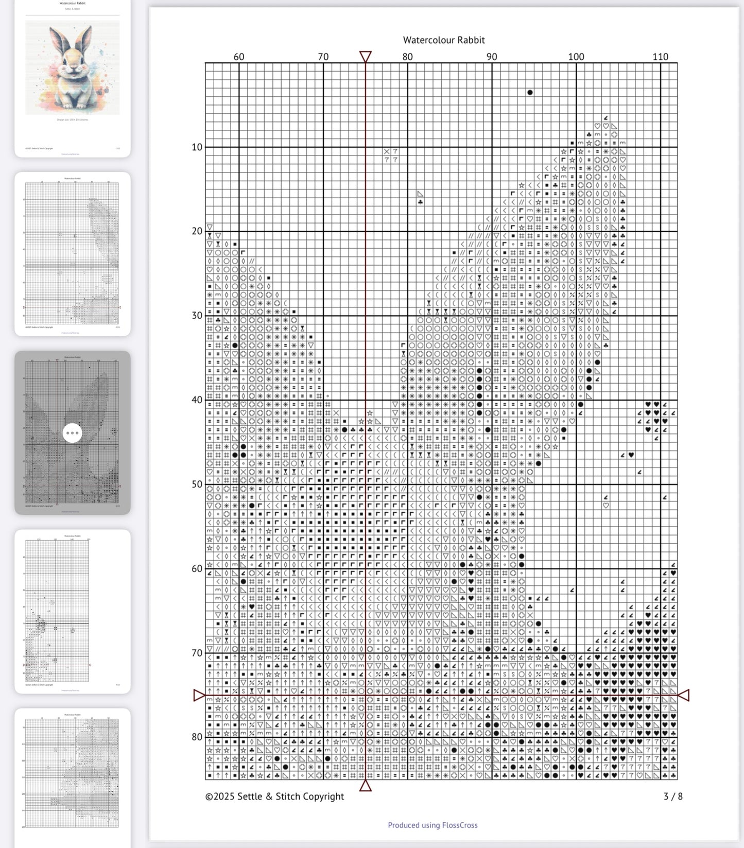 Watercolour Rabbit PDF Pattern | Embroidery Cross Stitch Pattern Download | Stitching | Embroidery Kits | Stitch Design | Embroidery Stitches | PDF Pattern