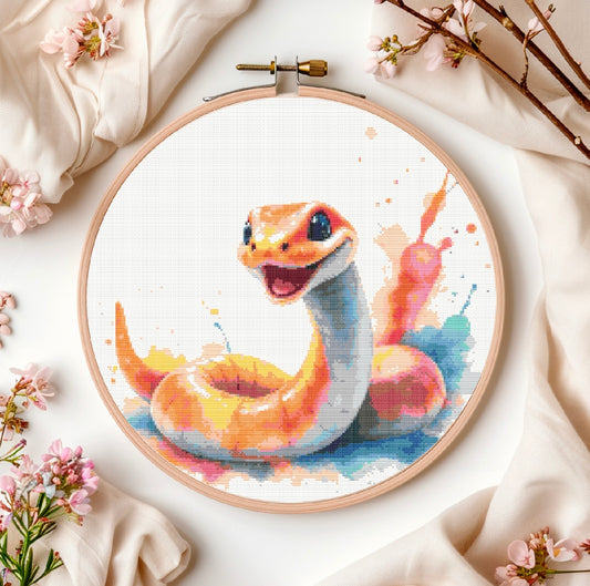 Watercolour Snake PDF Pattern | Embroidery Cross Stitch Pattern Download | Stitching | Embroidery Kits | Stitch Design | Embroidery Stitches | PDF Pattern