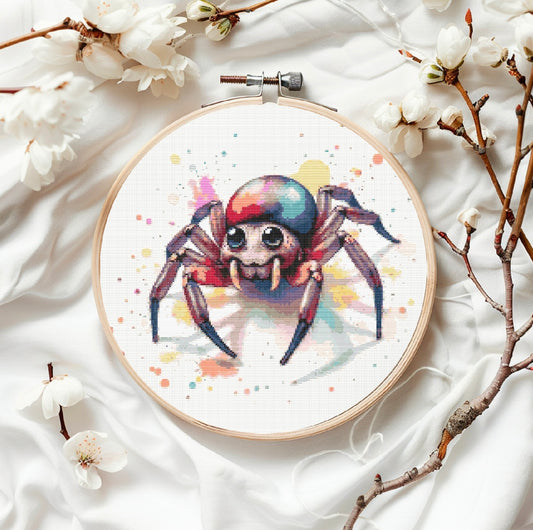 Watercolour Spider PDF Pattern | Embroidery Cross Stitch Pattern Download | Stitching | Embroidery Kits | Stitch Design | Embroidery Stitches | PDF Pattern