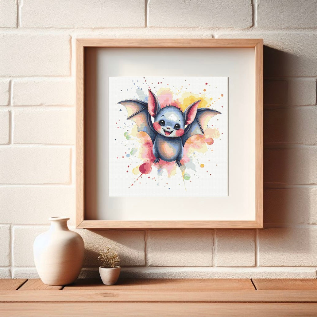 Watercolour Bat PDF Pattern | Embroidery Cross Stitch Pattern Download | Stitching | Embroidery Kits | Stitch Design | Embroidery Stitches | PDF Pattern