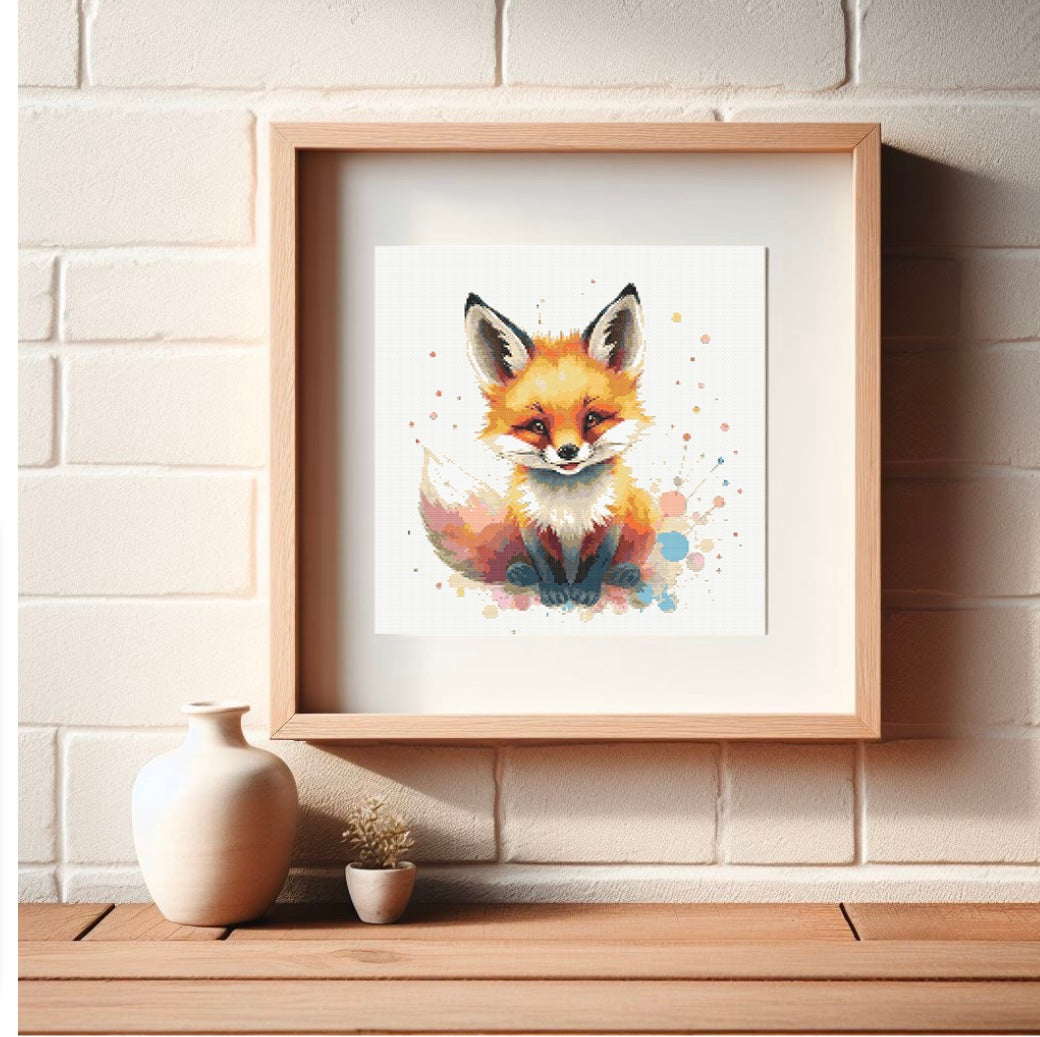 Watercolour Fox PDF Pattern | Embroidery Cross Stitch Pattern Download | Stitching | Embroidery Kits | Stitch Design | Embroidery Stitches | PDF Pattern