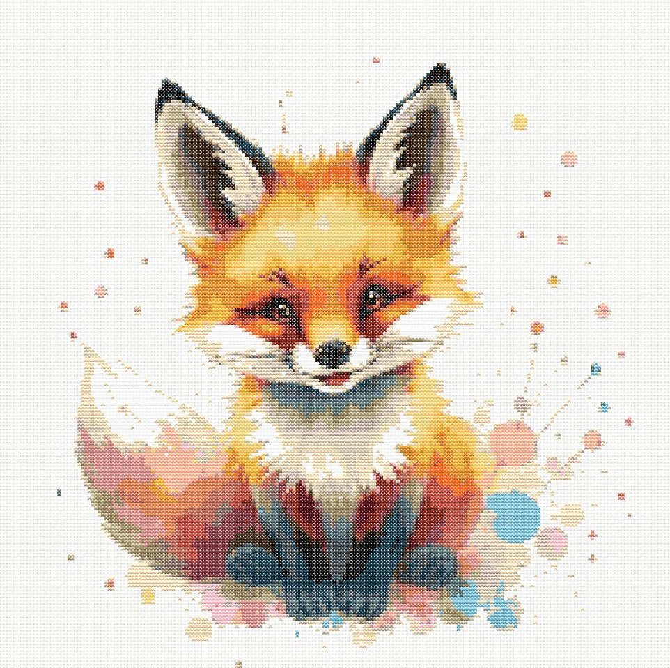 Watercolour Fox PDF Pattern | Embroidery Cross Stitch Pattern Download | Stitching | Embroidery Kits | Stitch Design | Embroidery Stitches | PDF Pattern