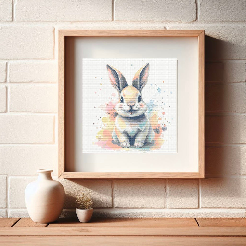 Watercolour Rabbit PDF Pattern | Embroidery Cross Stitch Pattern Download | Stitching | Embroidery Kits | Stitch Design | Embroidery Stitches | PDF Pattern
