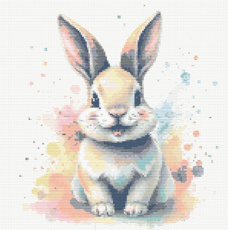 Watercolour Rabbit PDF Pattern | Embroidery Cross Stitch Pattern Download | Stitching | Embroidery Kits | Stitch Design | Embroidery Stitches | PDF Pattern