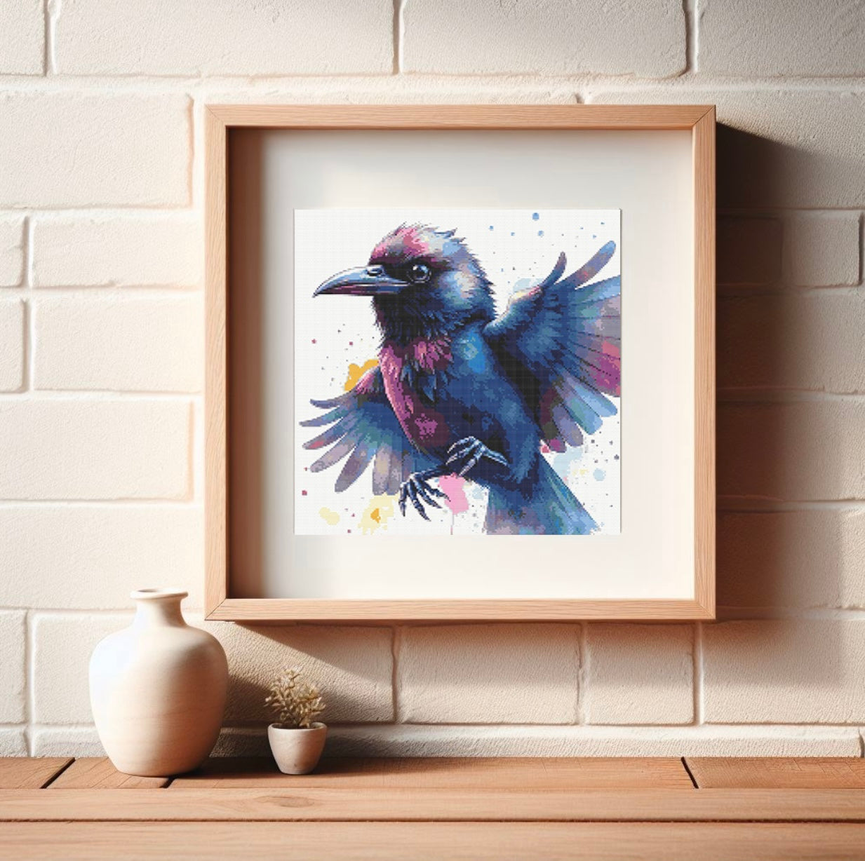 Watercolour Raven PDF Pattern | Embroidery Cross Stitch Pattern Download | Stitching | Embroidery Kits | Stitch Design | Embroidery Stitches | PDF Pattern