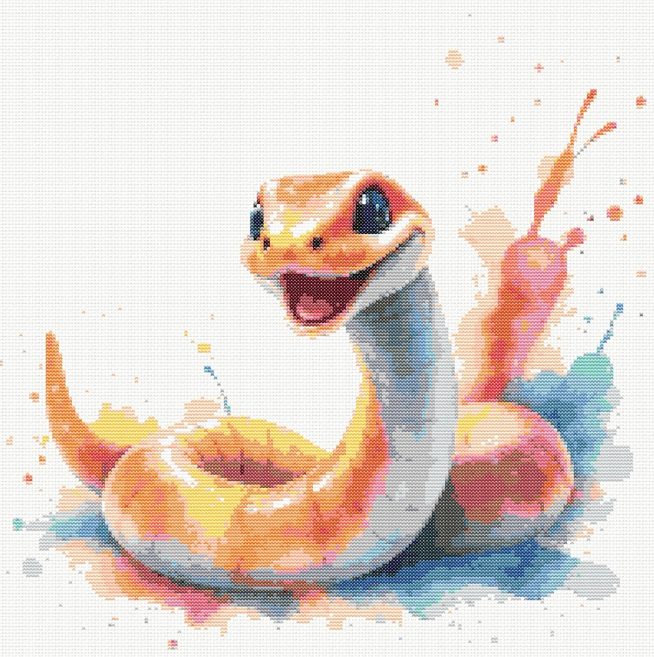 Watercolour Snake PDF Pattern | Embroidery Cross Stitch Pattern Download | Stitching | Embroidery Kits | Stitch Design | Embroidery Stitches | PDF Pattern