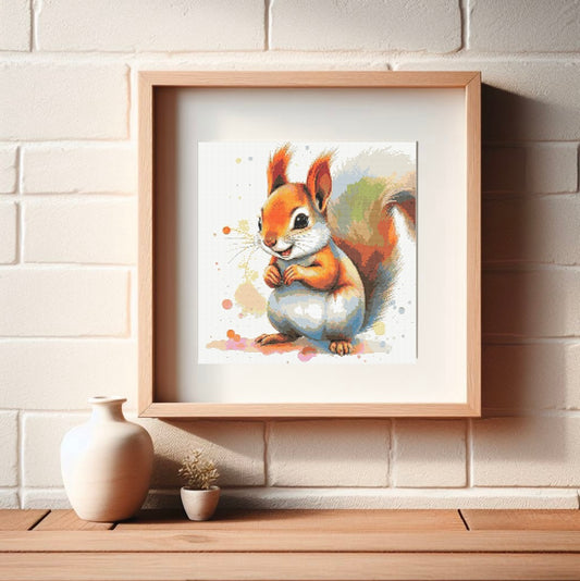 Watercolour Squirrel PDF Pattern | Embroidery Cross Stitch Pattern Download | Stitching | Embroidery Kits | Stitch Design | Embroidery Stitches | PDF Pattern