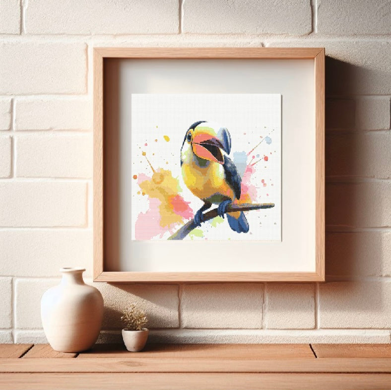 Watercolour Toucan PDF Pattern | Embroidery Cross Stitch Pattern Download | Stitching | Embroidery Kits | Stitch Design | Embroidery Stitches | PDF Pattern