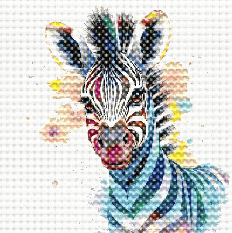 Watercolour Zebra PDF Pattern | Embroidery Cross Stitch Pattern Download | Stitching | Embroidery Kits | Stitch Design | Embroidery Stitches | PDF Pattern